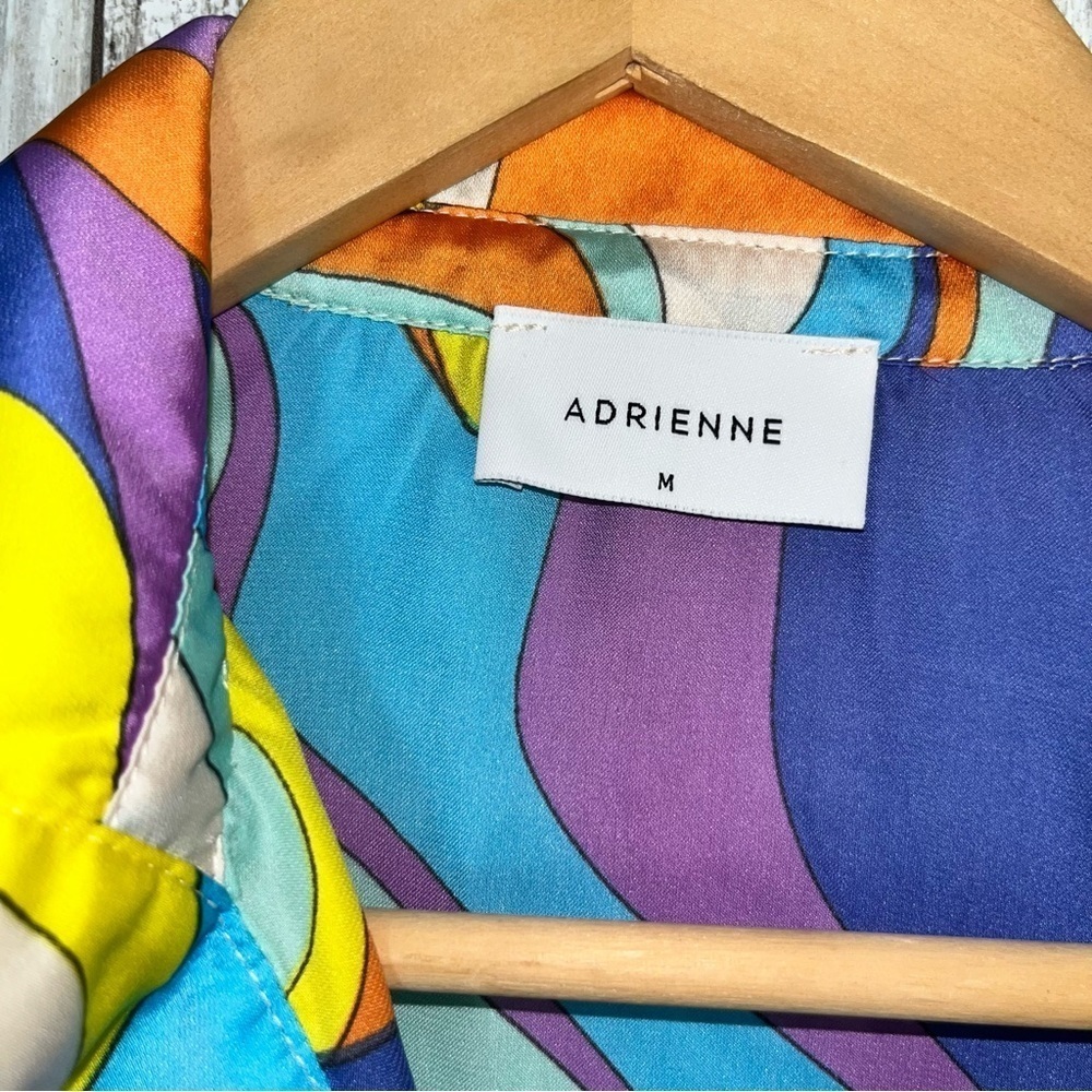 Adrienne Abstract Print Oversized Popover Blouse Blue Orange Purple Medium - Picture 5 of 5